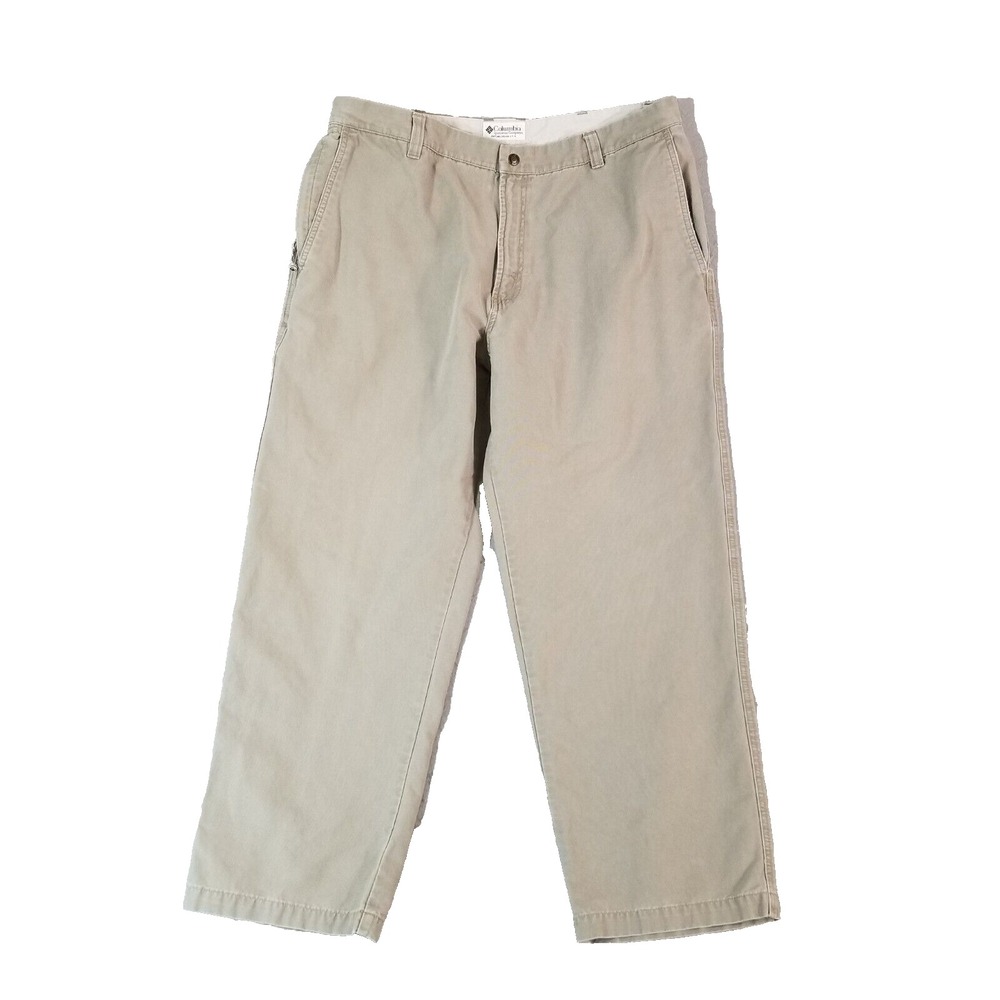 Columbia Pants Mens 38x30 Khaki Chino Straight Outdoor Heavy Cotton Relaxed